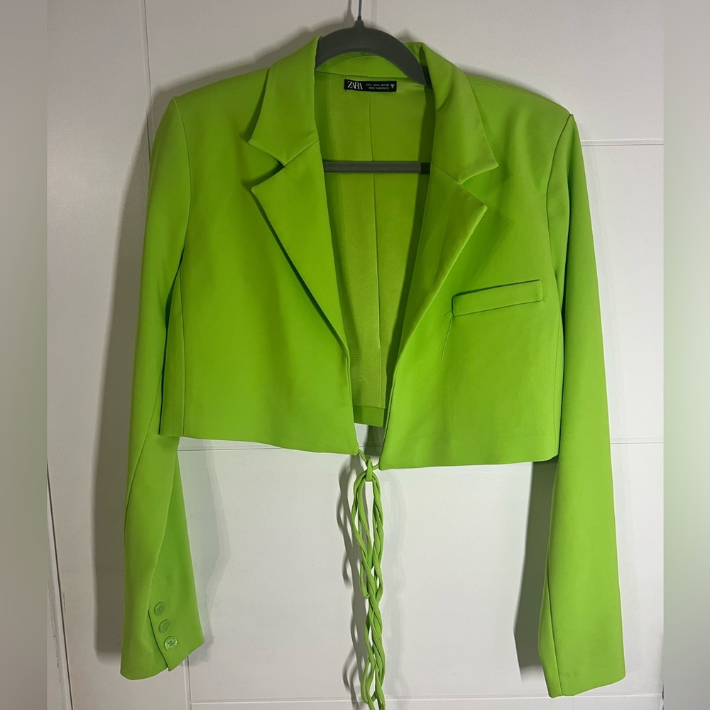 Zara Cropped Blazer with Wrap Around Ties Size Large